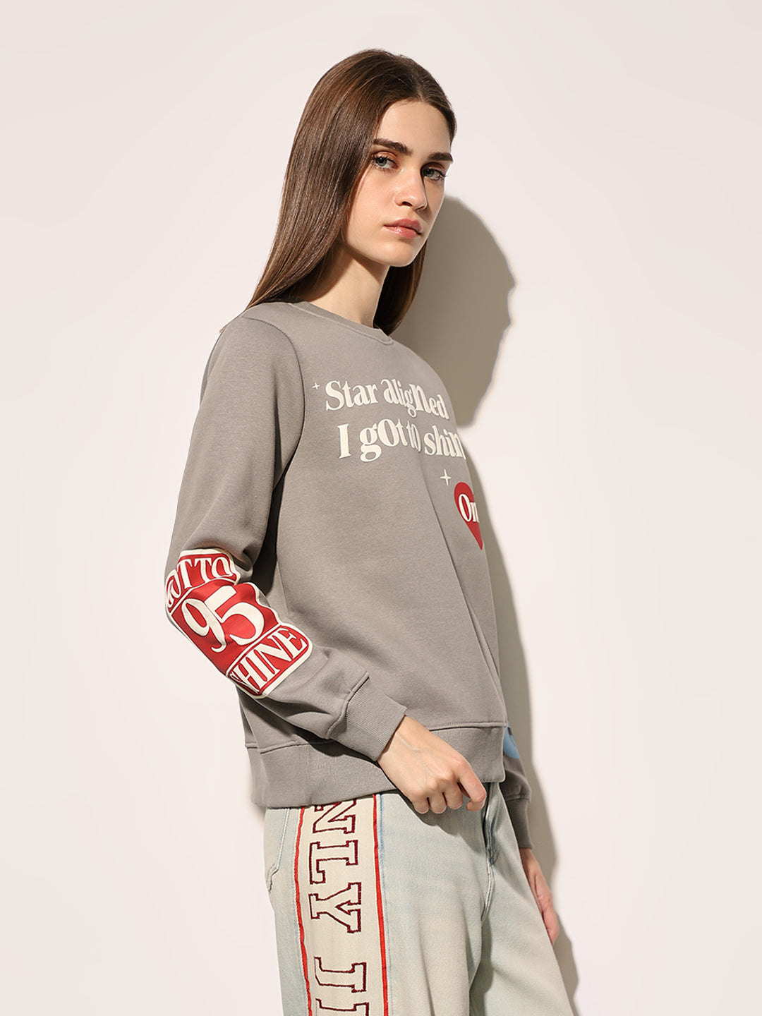 Grey Printed Sweatshirt