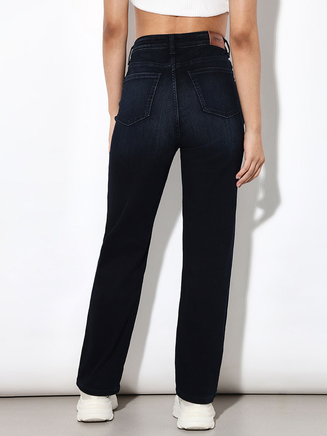 Dark Blue High Rise Straight Fit Jeans