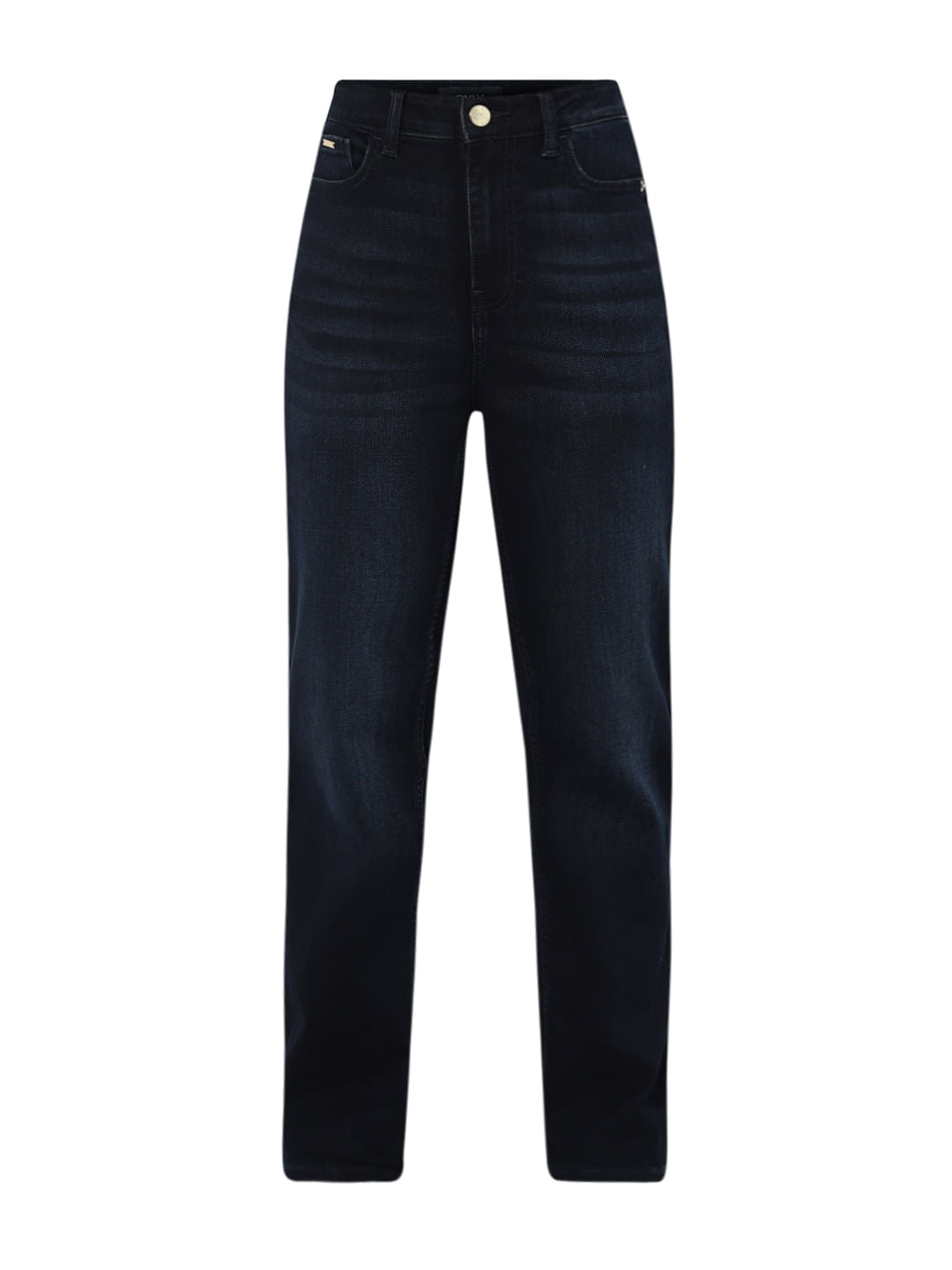 Dark Blue High Rise Straight Fit Jeans