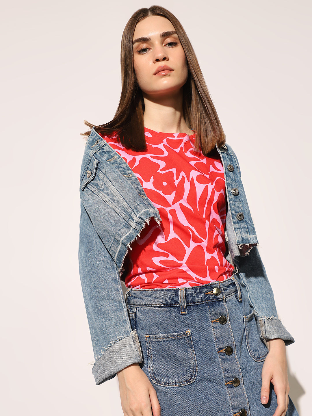 Red Cotton Printed T-shirt