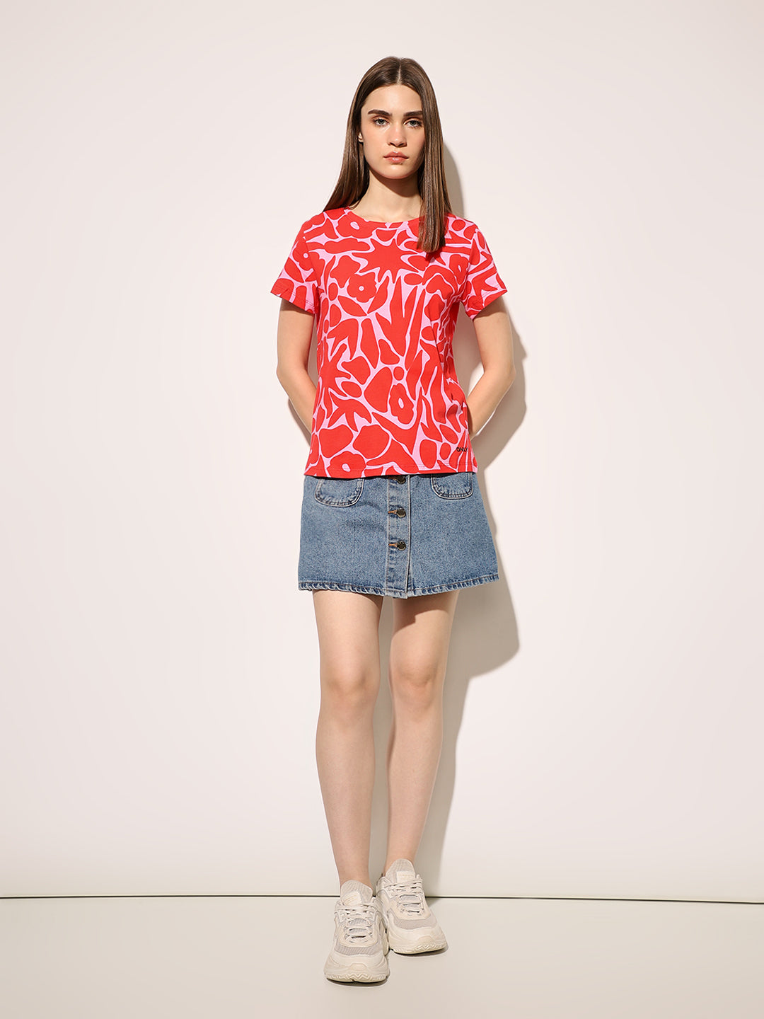Red Cotton Printed T-shirt