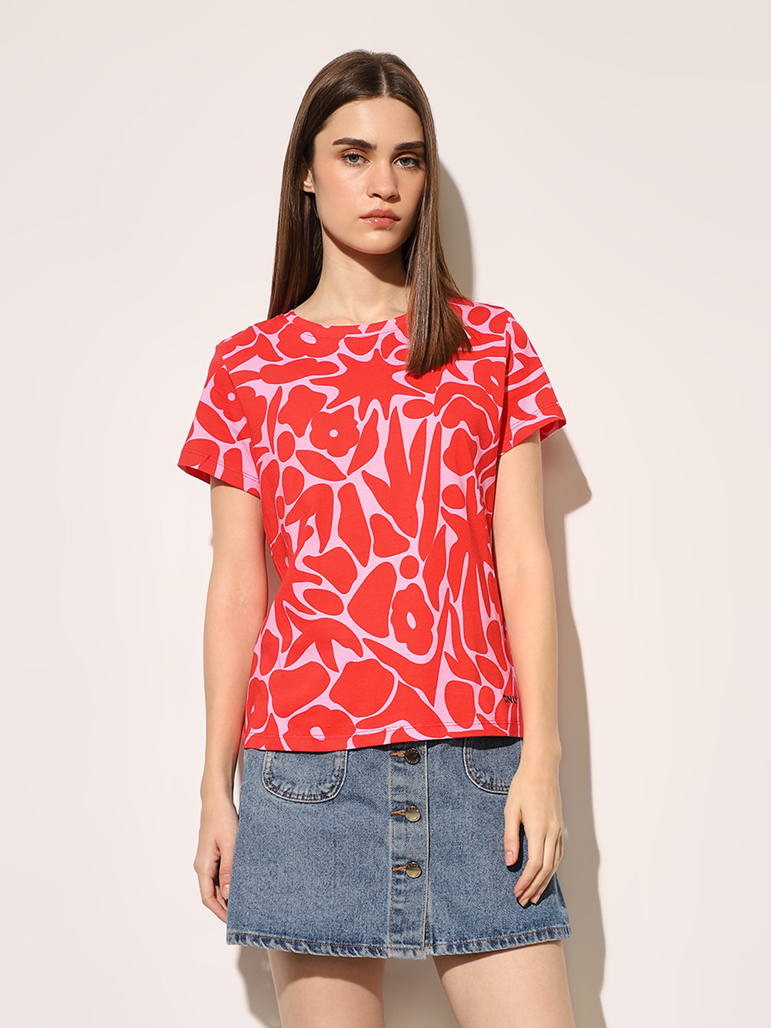 Red Cotton Printed T-shirt