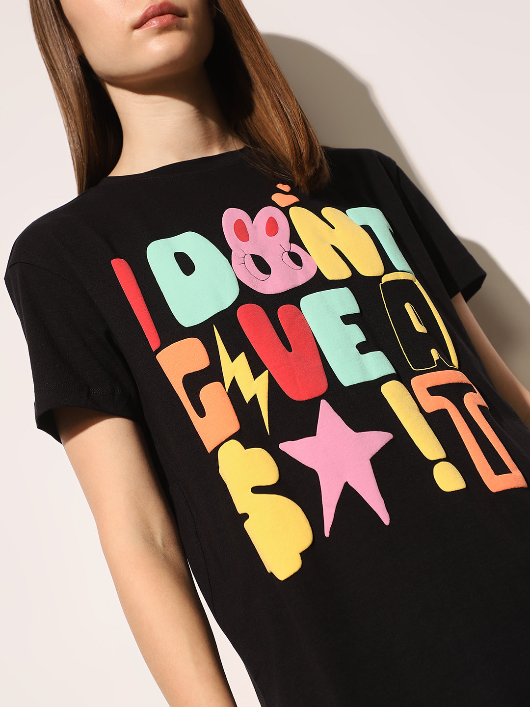 Black Printed Cotton T-shirt