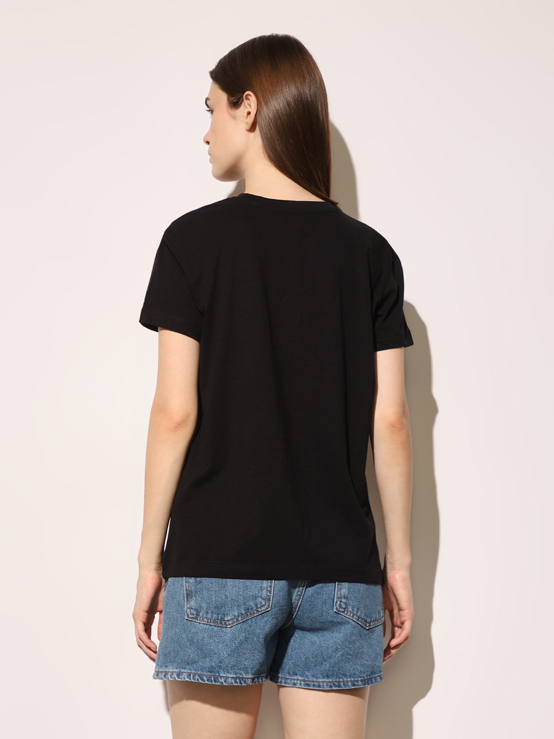 Black Printed Cotton T-shirt