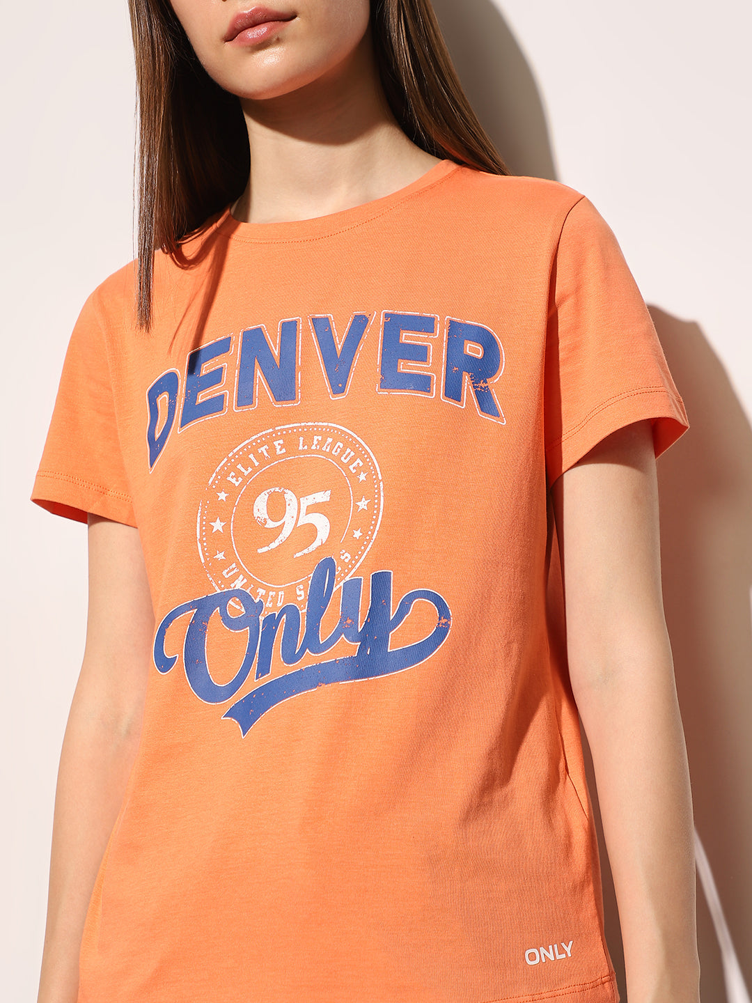 Orange Printed Cotton T-shirt