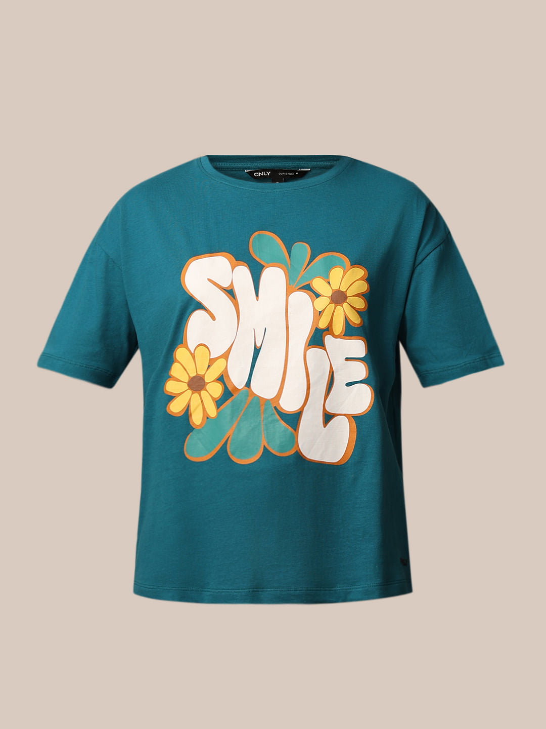 Teal Blue Graphic Print T-Shirt