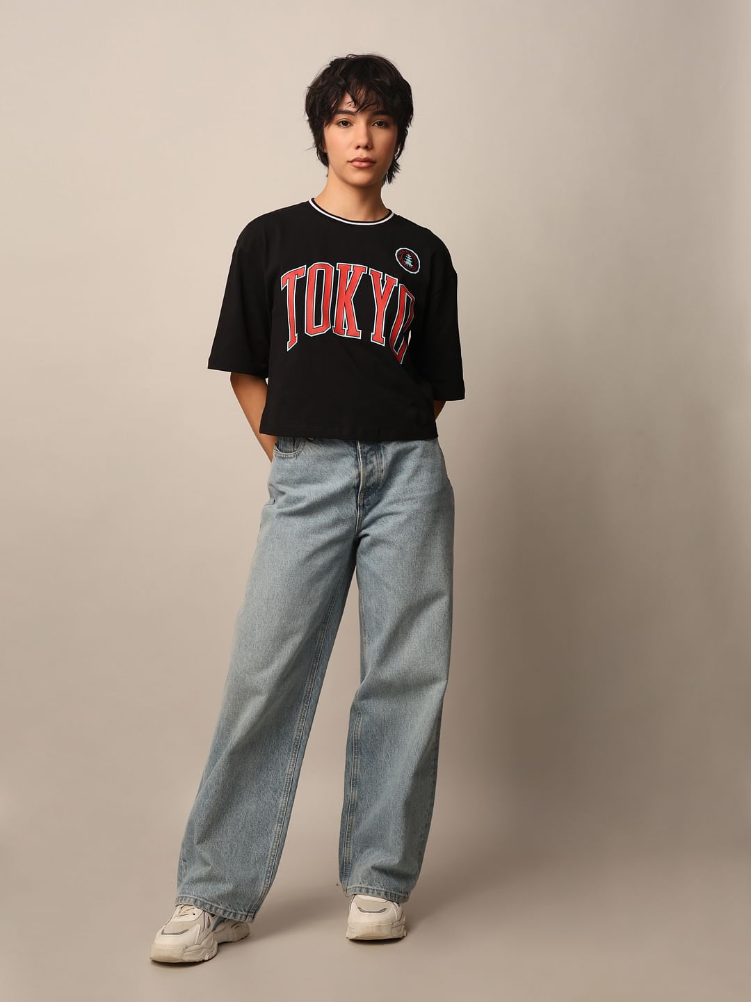 Black Printed Boxy Fit T-Shirt