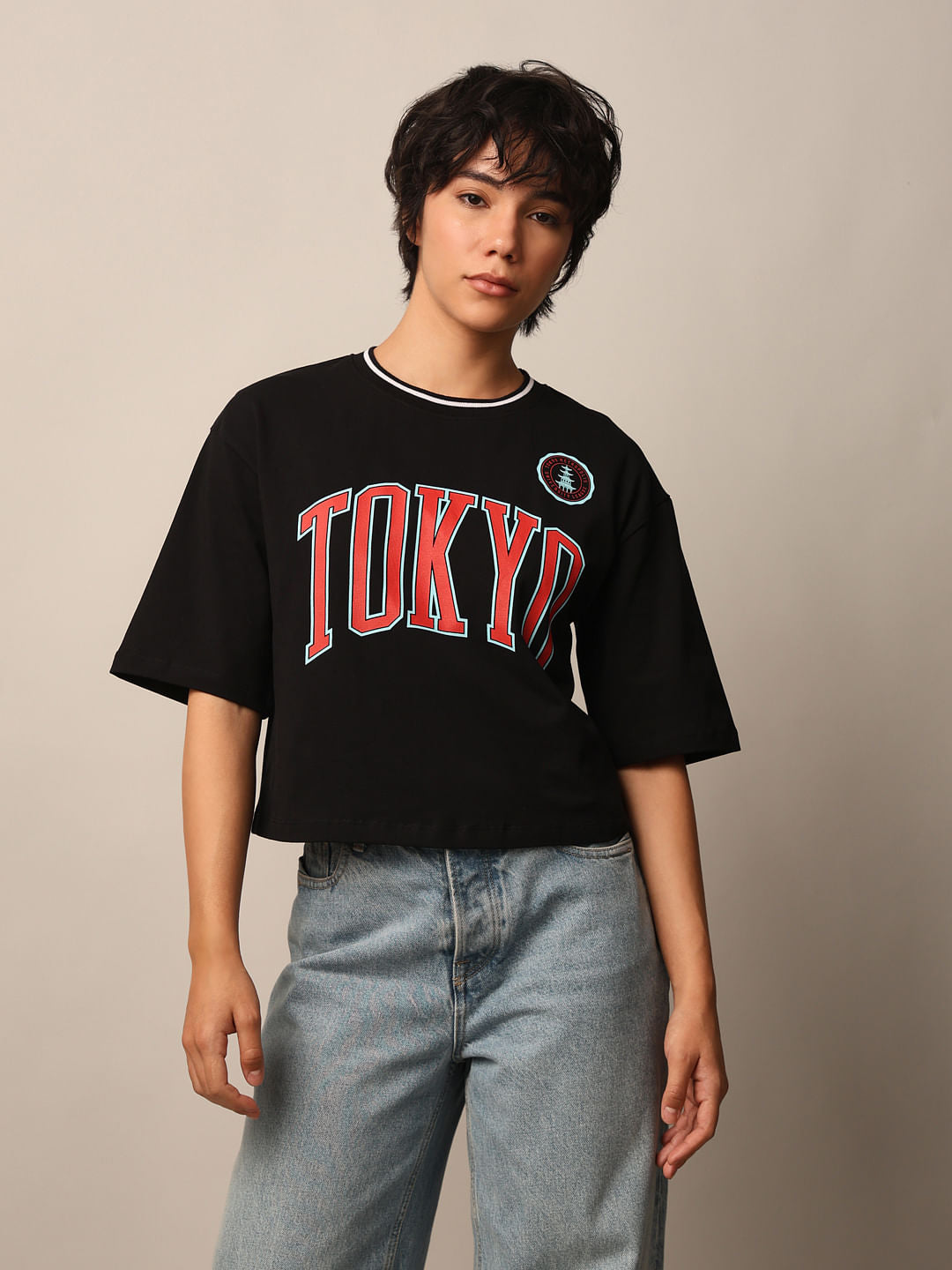 Black Printed Boxy Fit T-Shirt