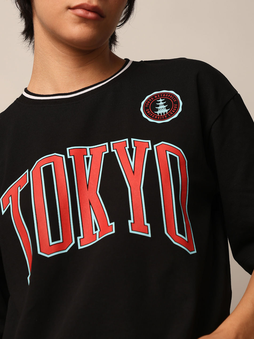 Black Printed Boxy Fit T-Shirt