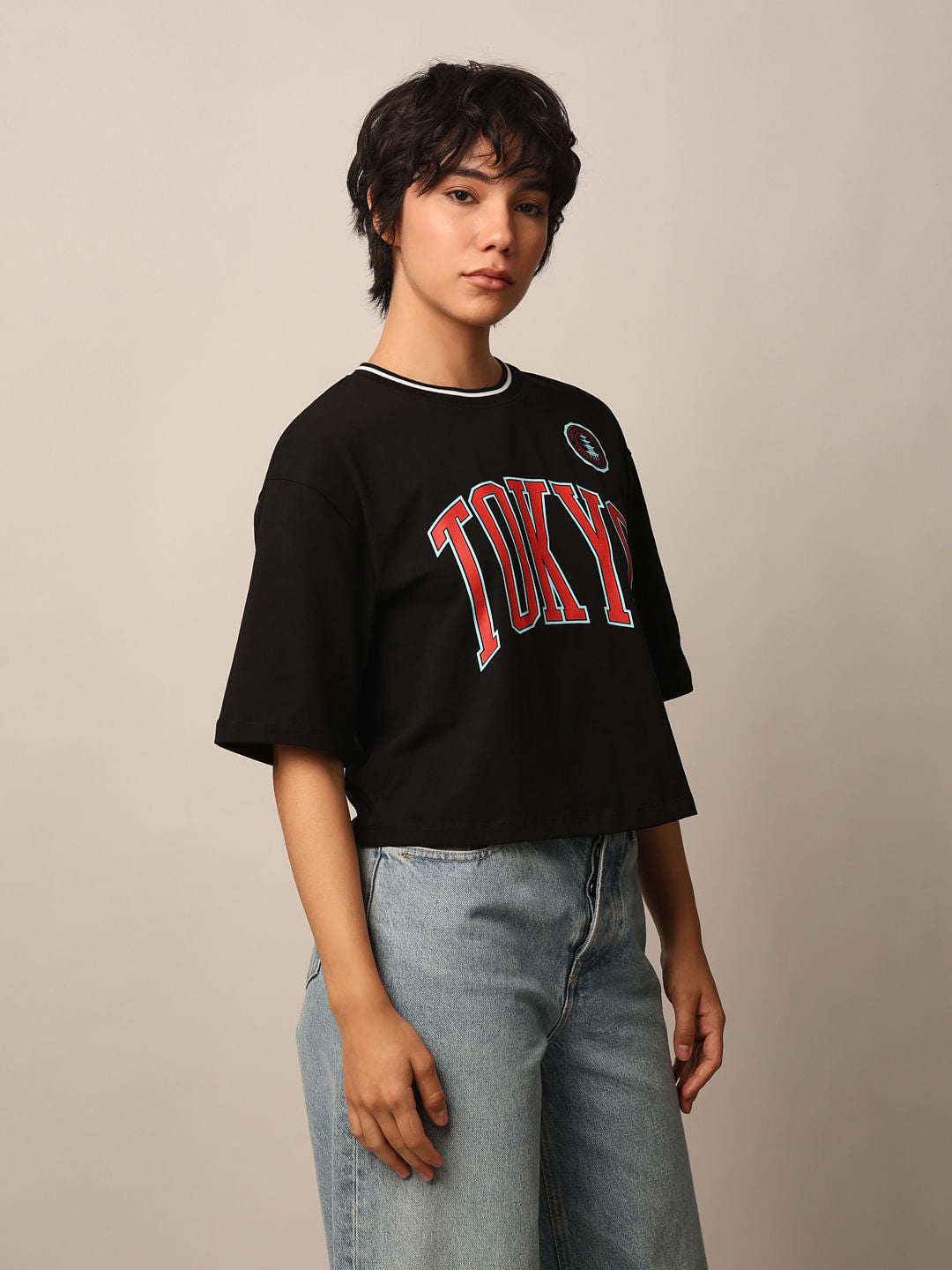 Black Printed Boxy Fit T-Shirt