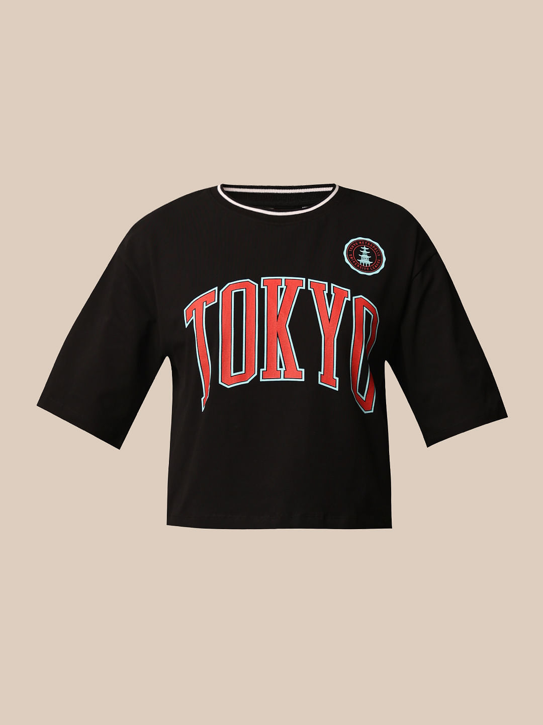 Black Printed Boxy Fit T-Shirt