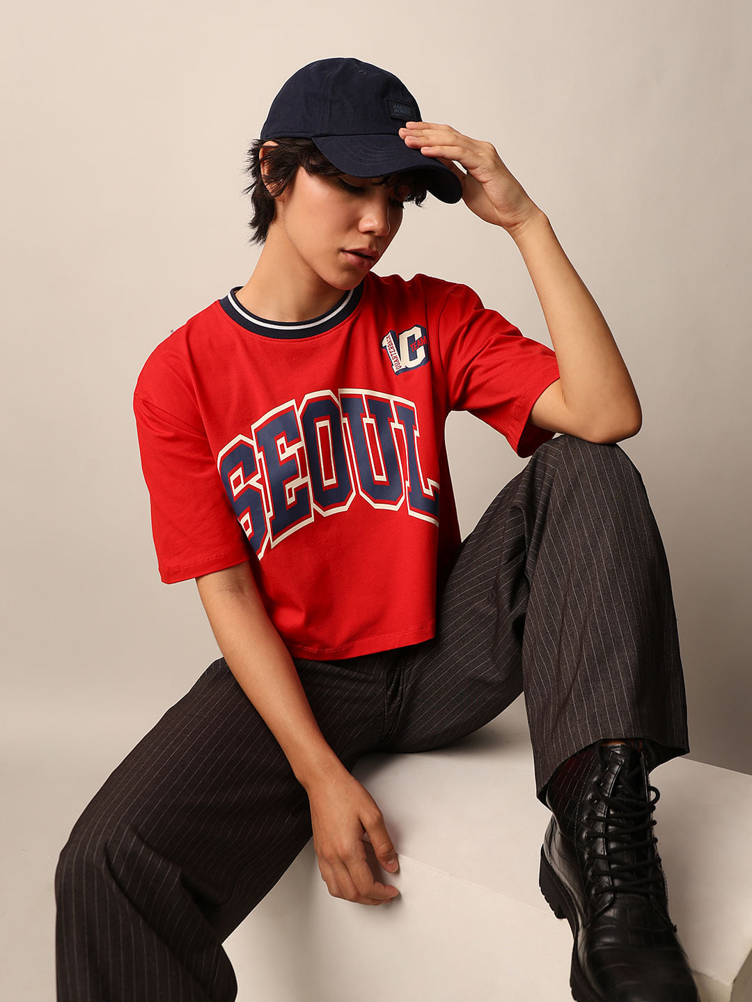 Red Printed Boxy Fit T-Shirt
