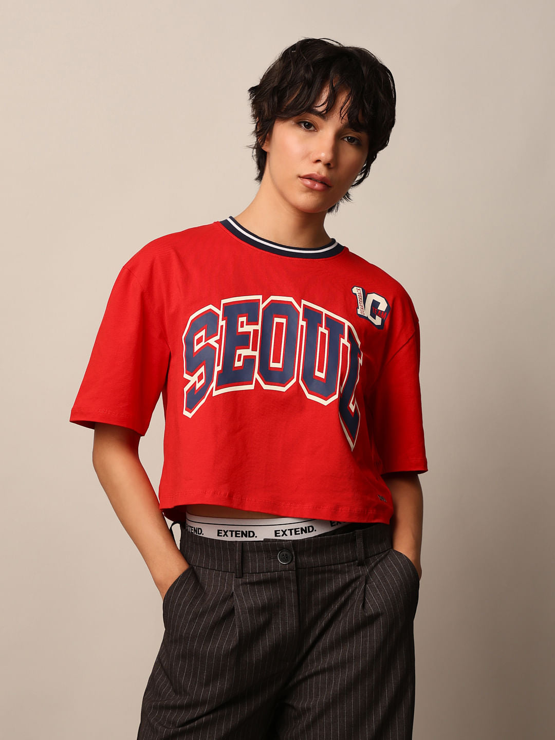 Red Printed Boxy Fit T-Shirt