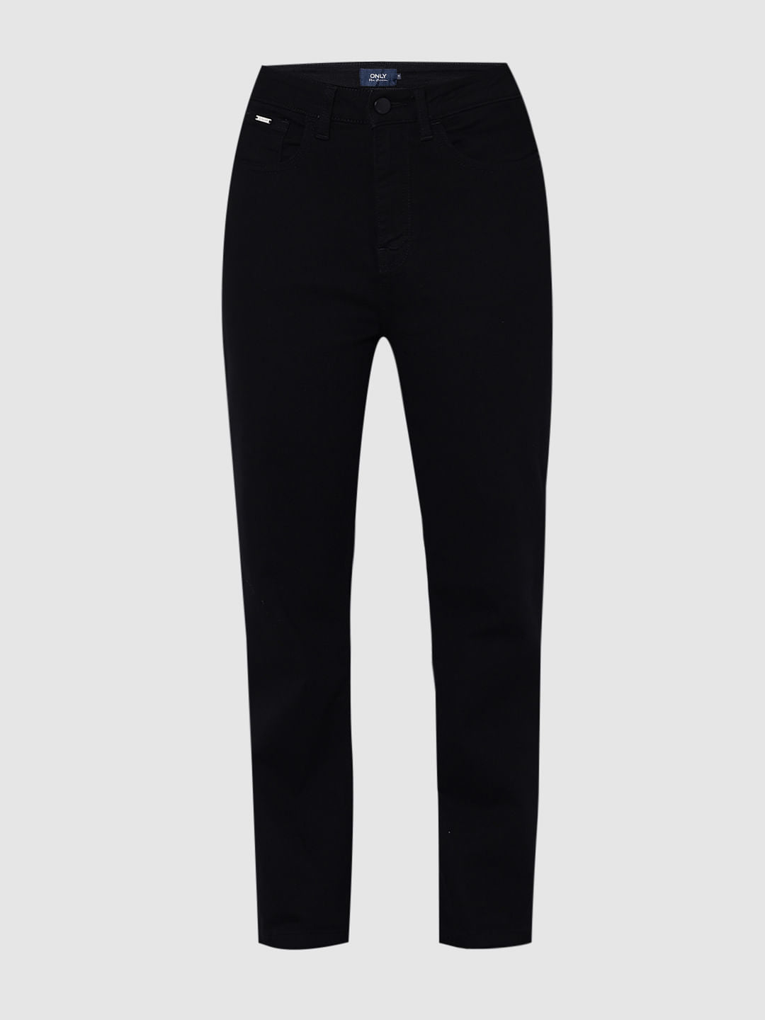 Black High Rise Straight Fit Jeans