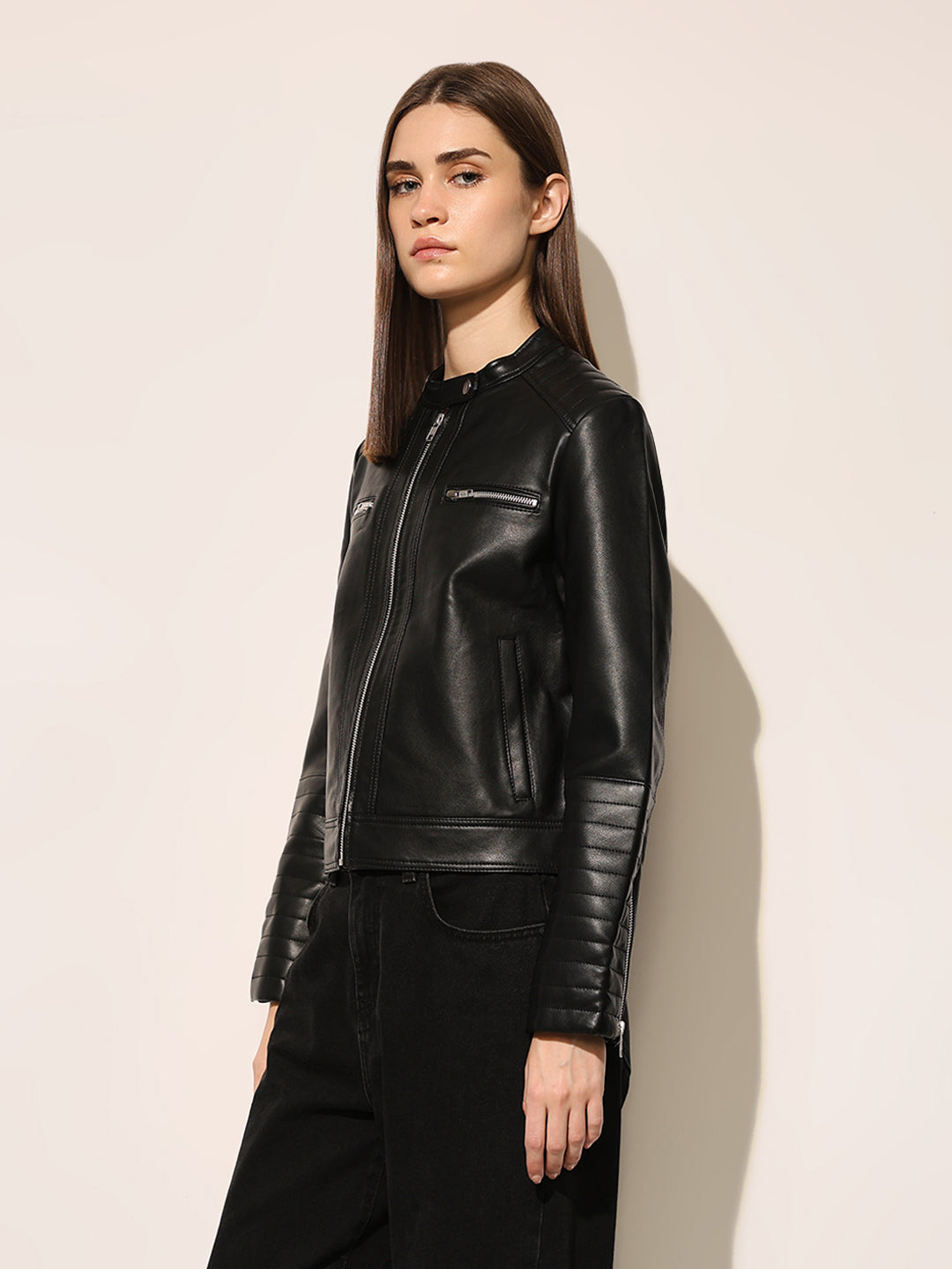 Black Faux Leather Biker Jacket