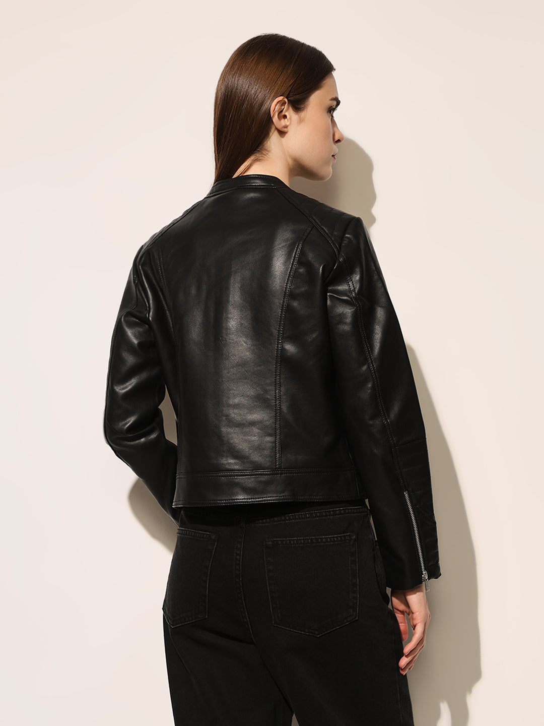 Black Faux Leather Biker Jacket