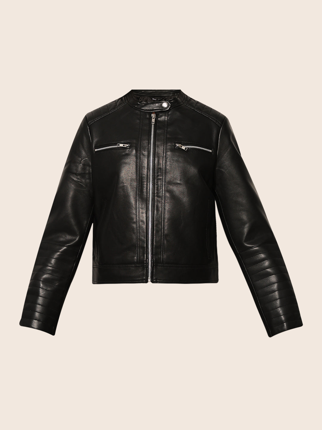 Black Faux Leather Biker Jacket