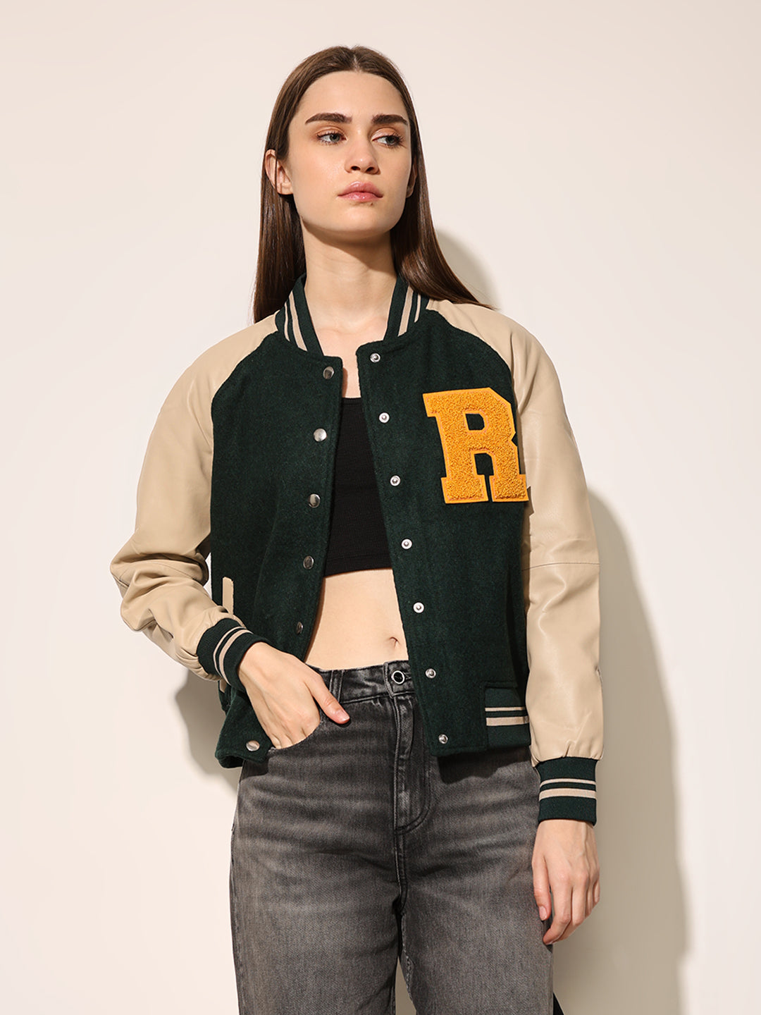 Green Varsity Bomber Jacket