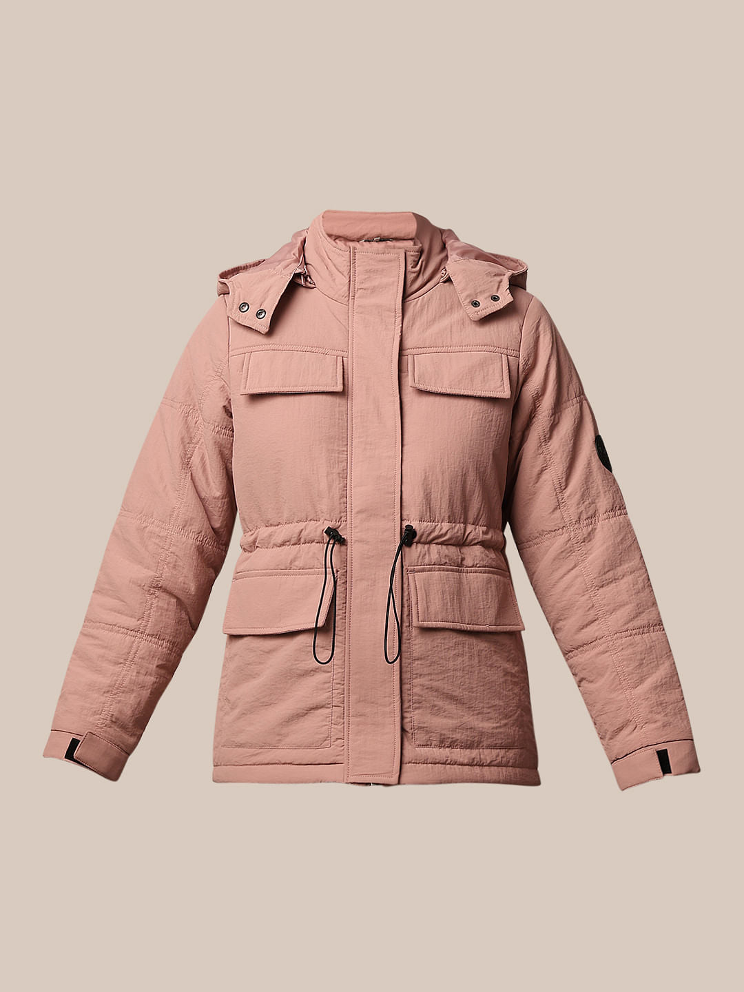 Pink Nylon Hooded Puffer Jacket