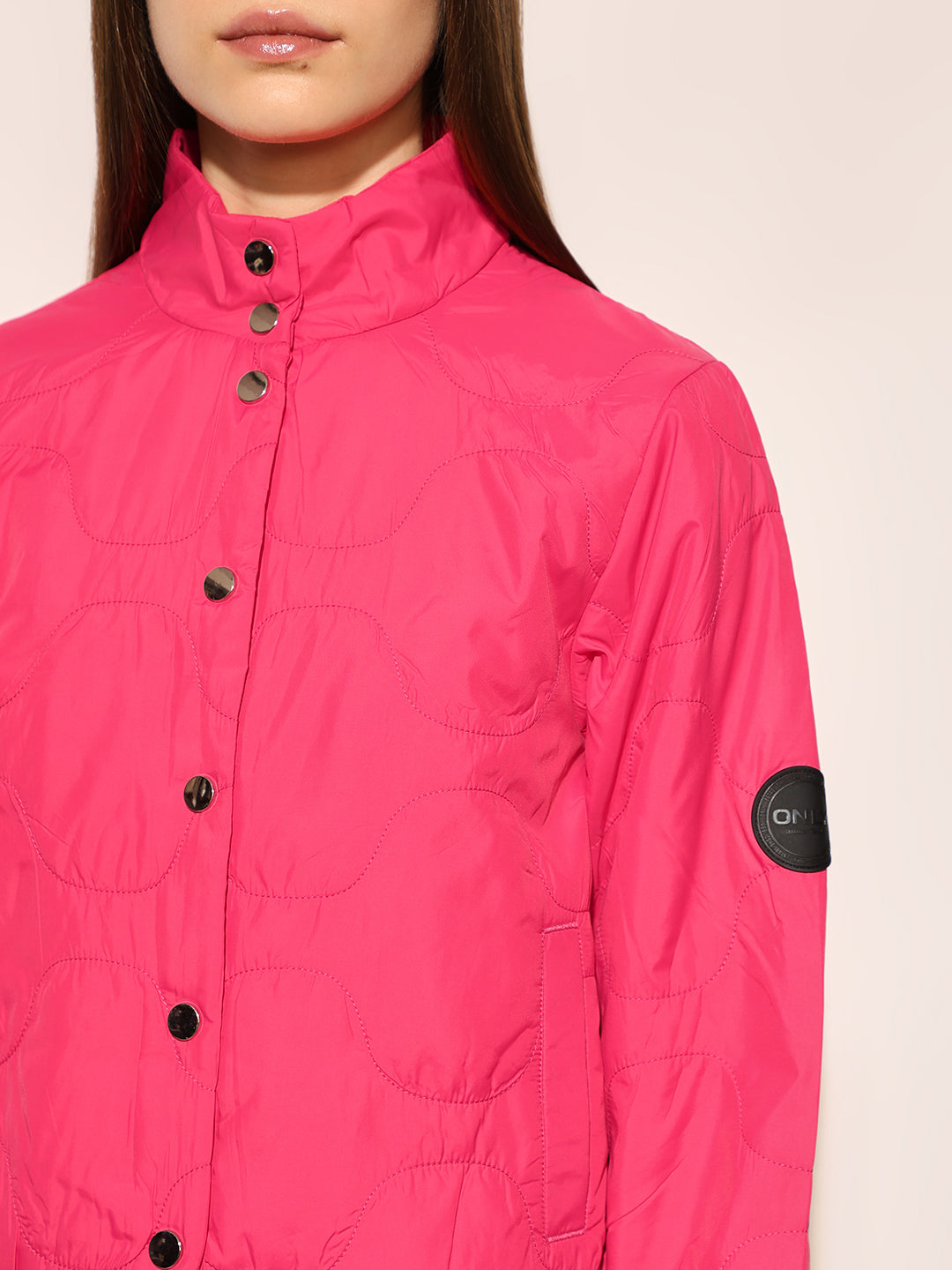 Pink Quilted Cropped Jacket