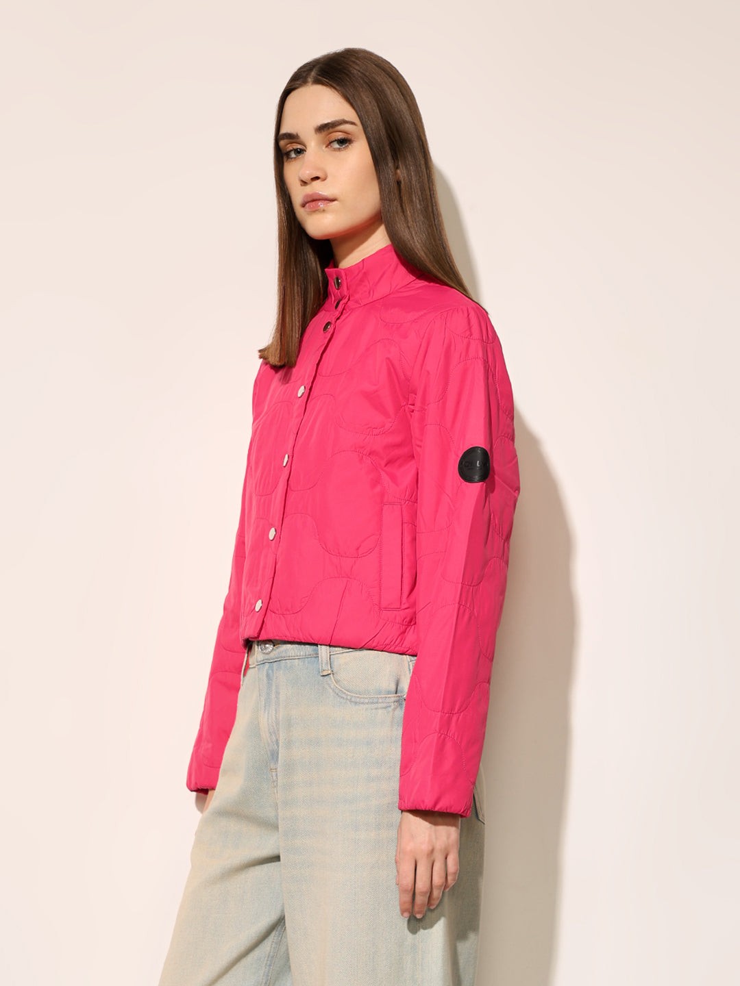 Pink Quilted Cropped Jacket