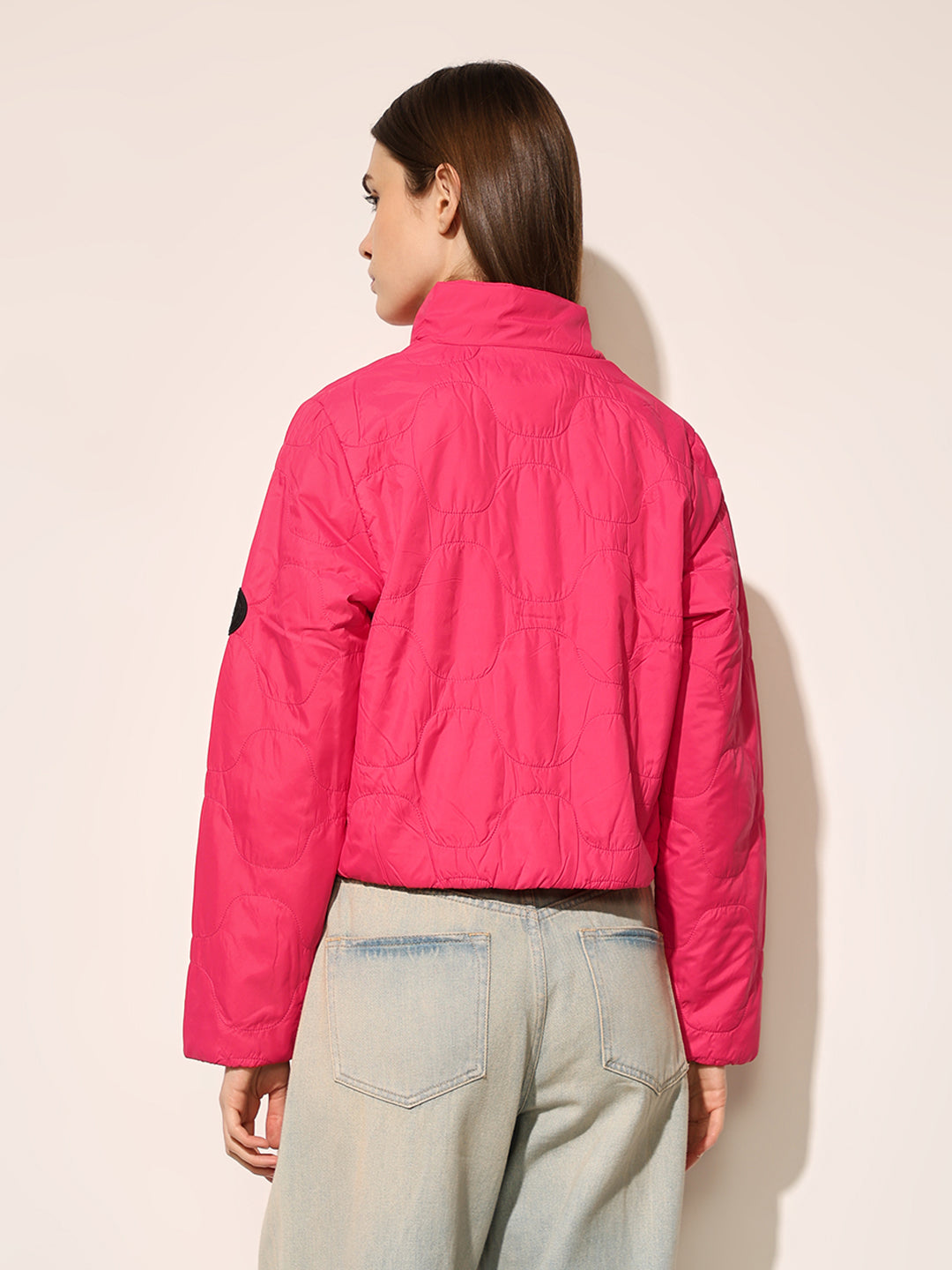 Pink Quilted Cropped Jacket