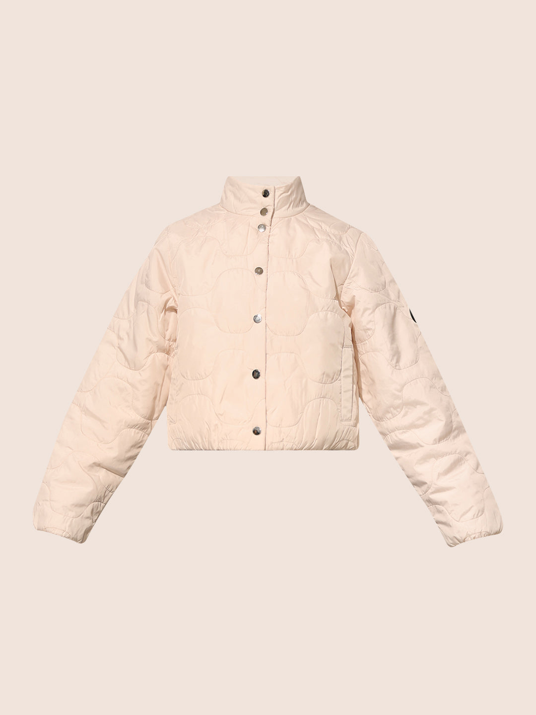 Beige Quilted Cropped Jacket