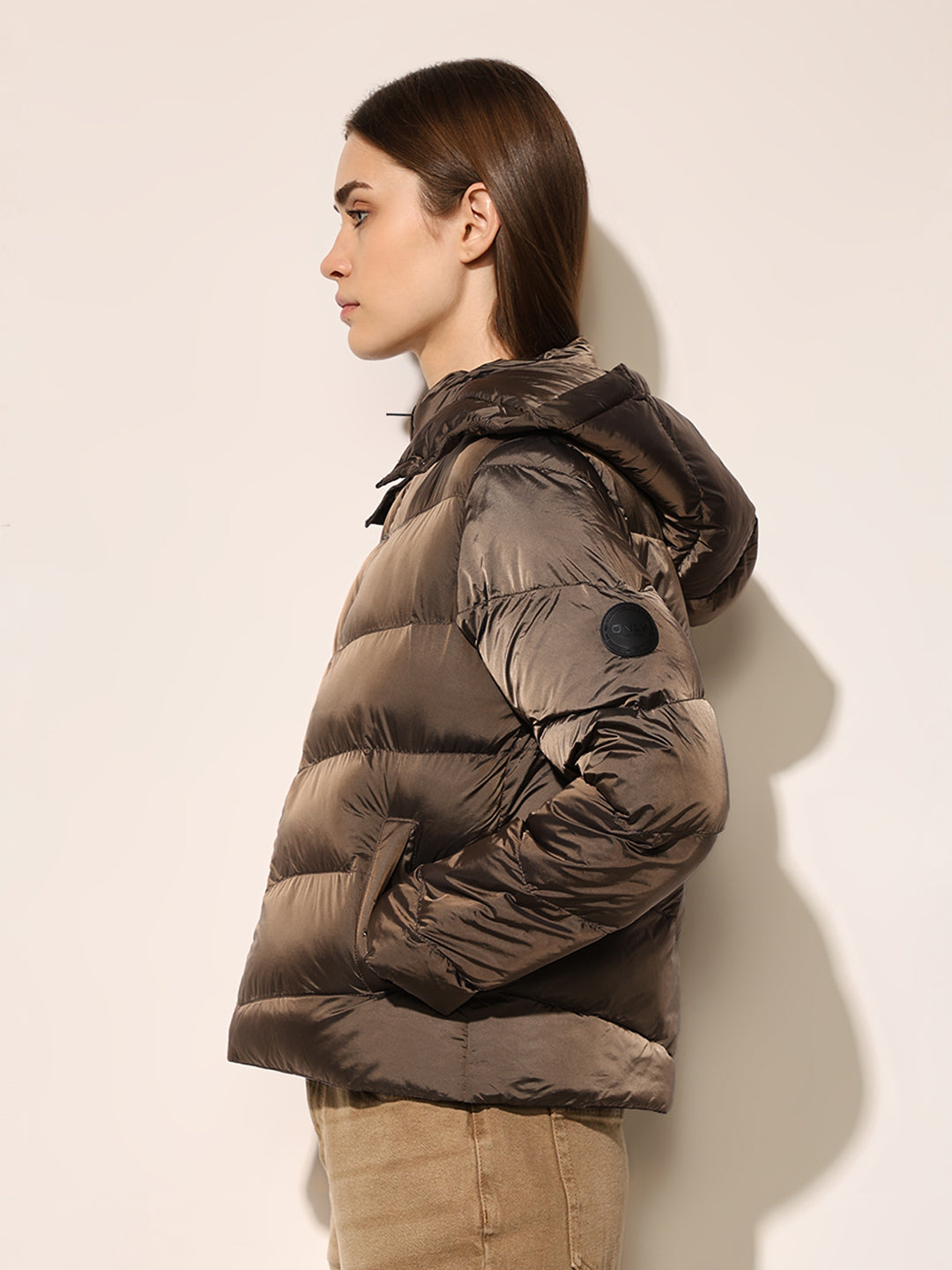 Brown Hooded Puffer Jacket