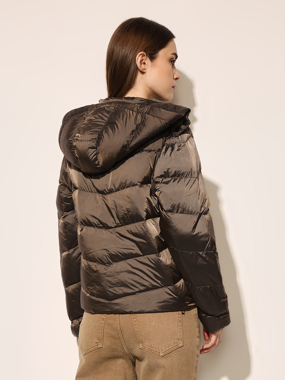 Brown Hooded Puffer Jacket