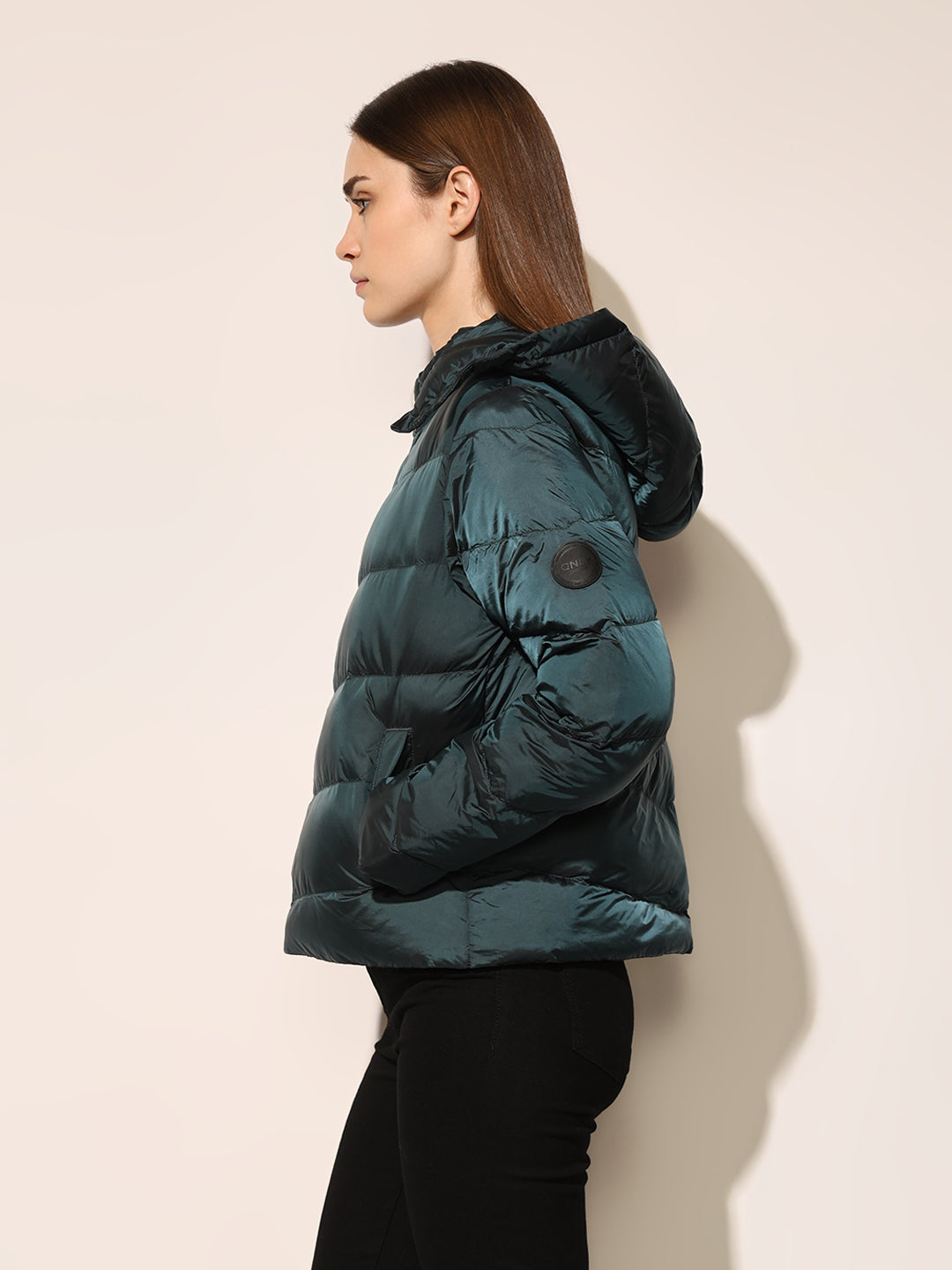Turquoise Blue Hooded Puffer Jacket