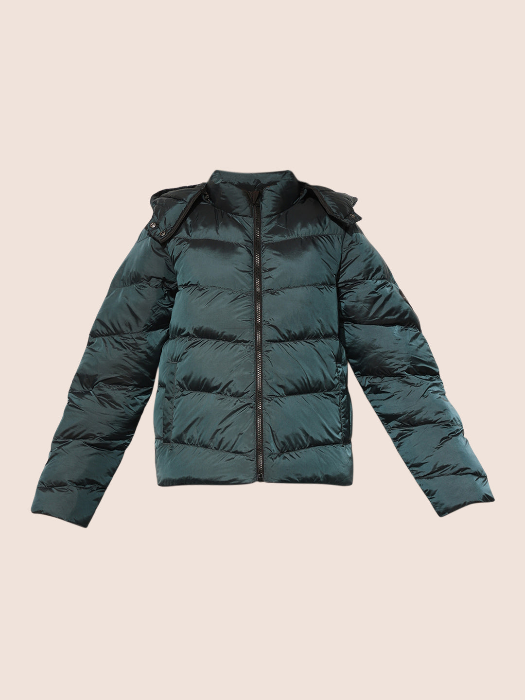 Turquoise Blue Hooded Puffer Jacket