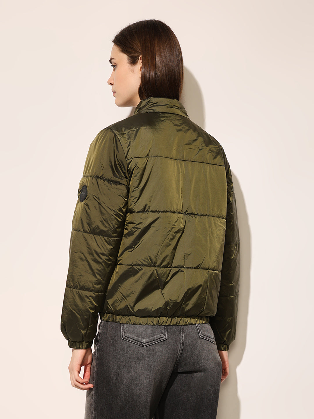Dark Green High Neck Puffer Jacket