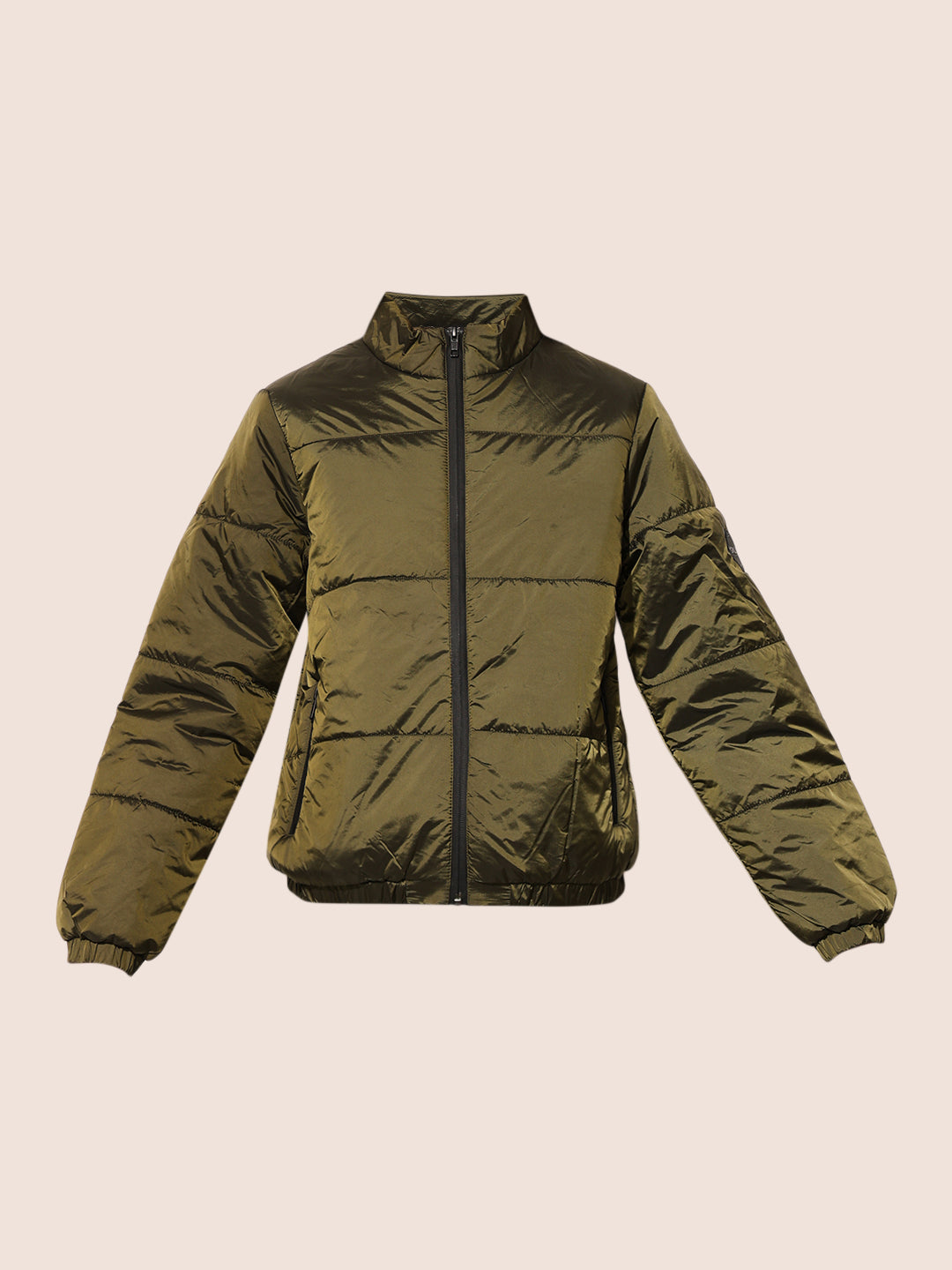 Dark Green High Neck Puffer Jacket