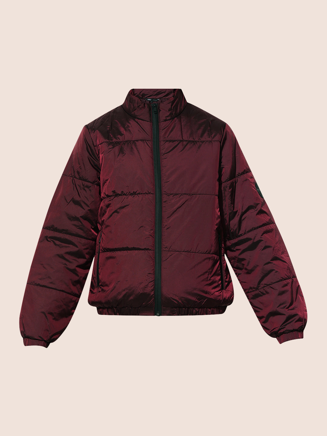Maroon High Neck Puffer Jacket