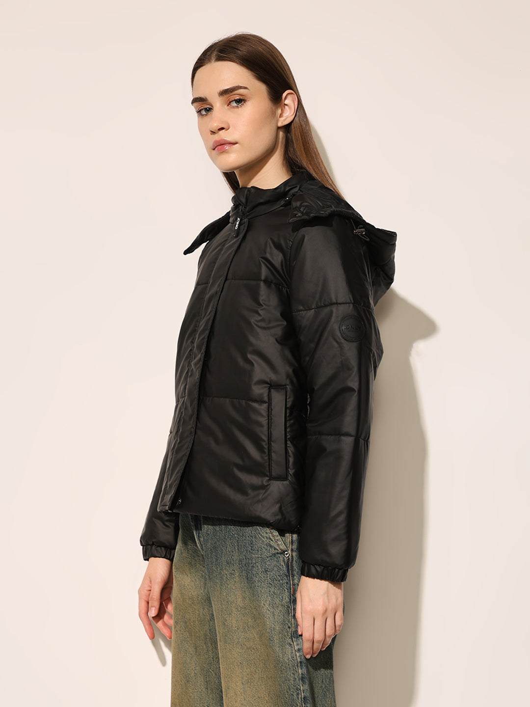 Black Quilted Hooded Puffer Jacket