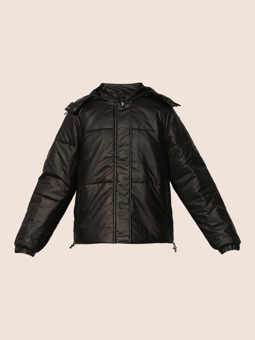 Black Quilted Hooded Puffer Jacket