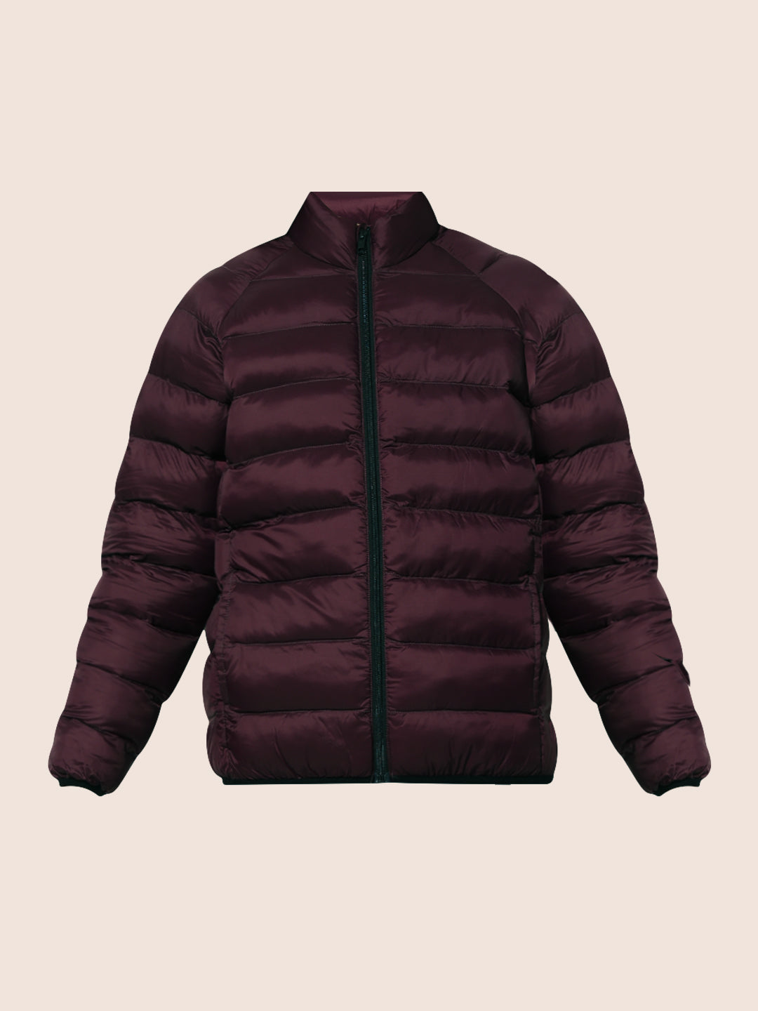 Maroon Quilted Nylon Puffer Jacket
