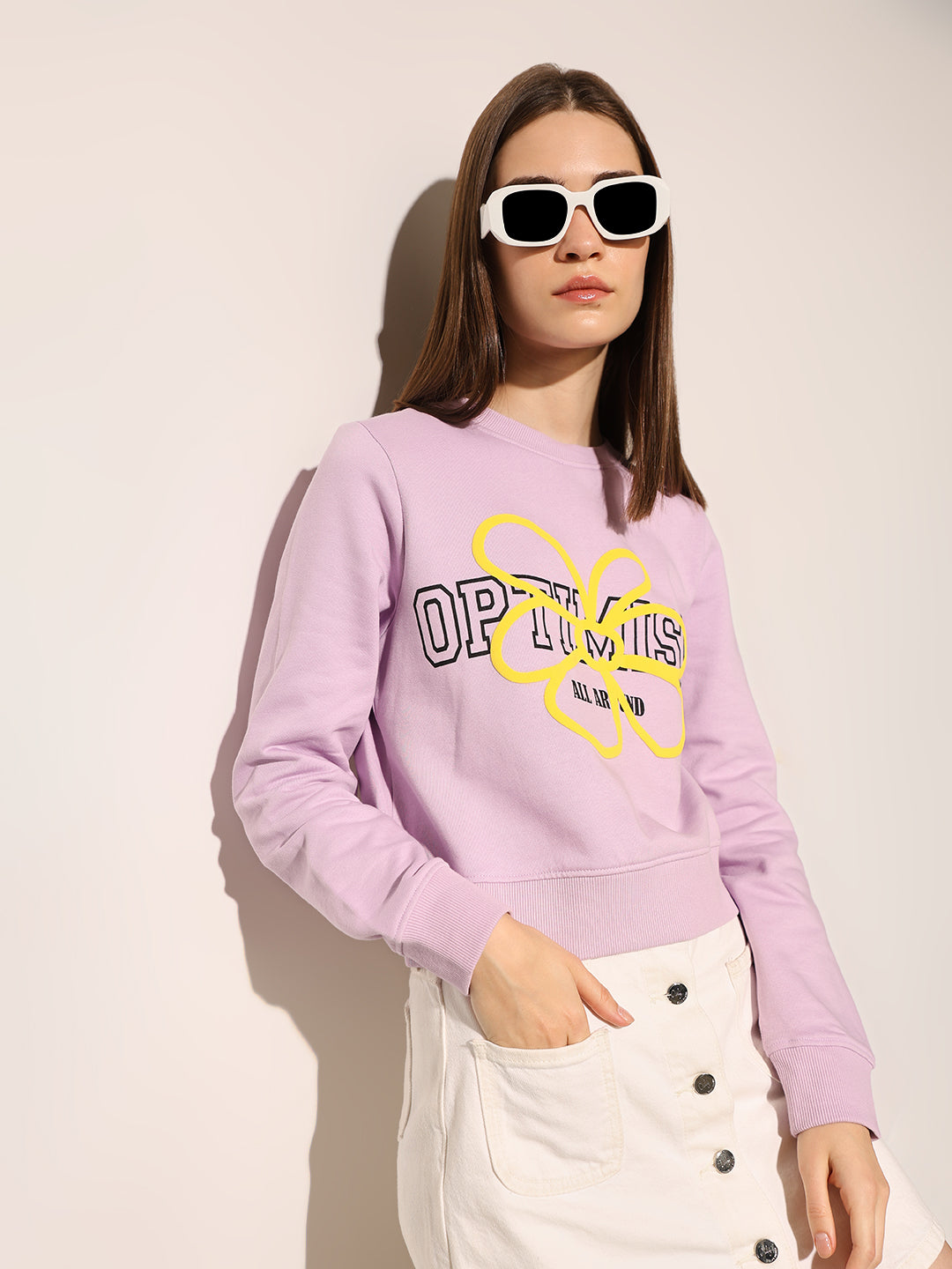 Lavender Printed Cotton Sweatshirt
