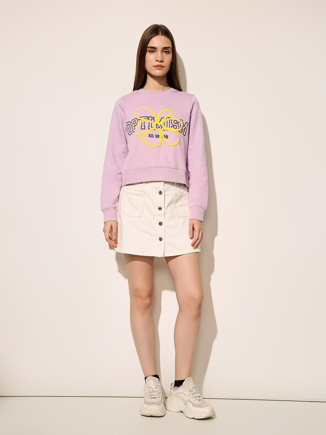 Lavender Printed Cotton Sweatshirt