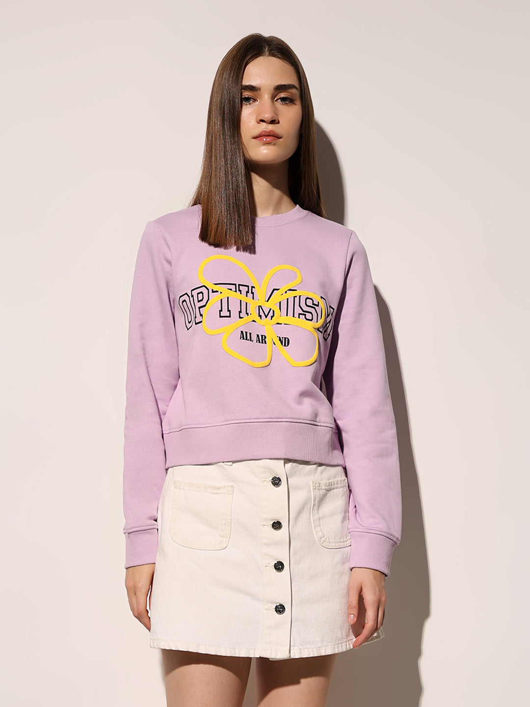 Lavender Printed Cotton Sweatshirt