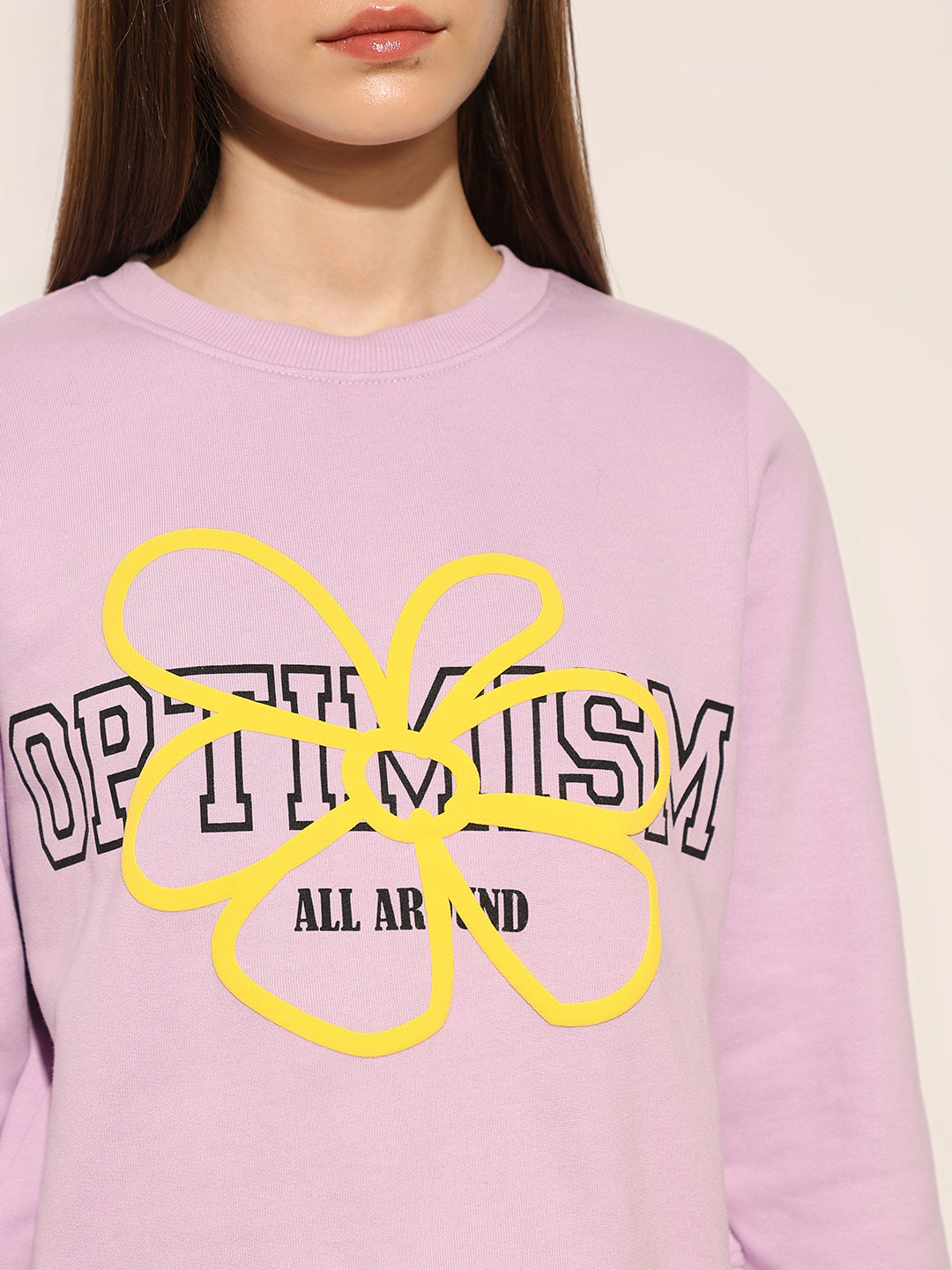 Lavender Printed Cotton Sweatshirt