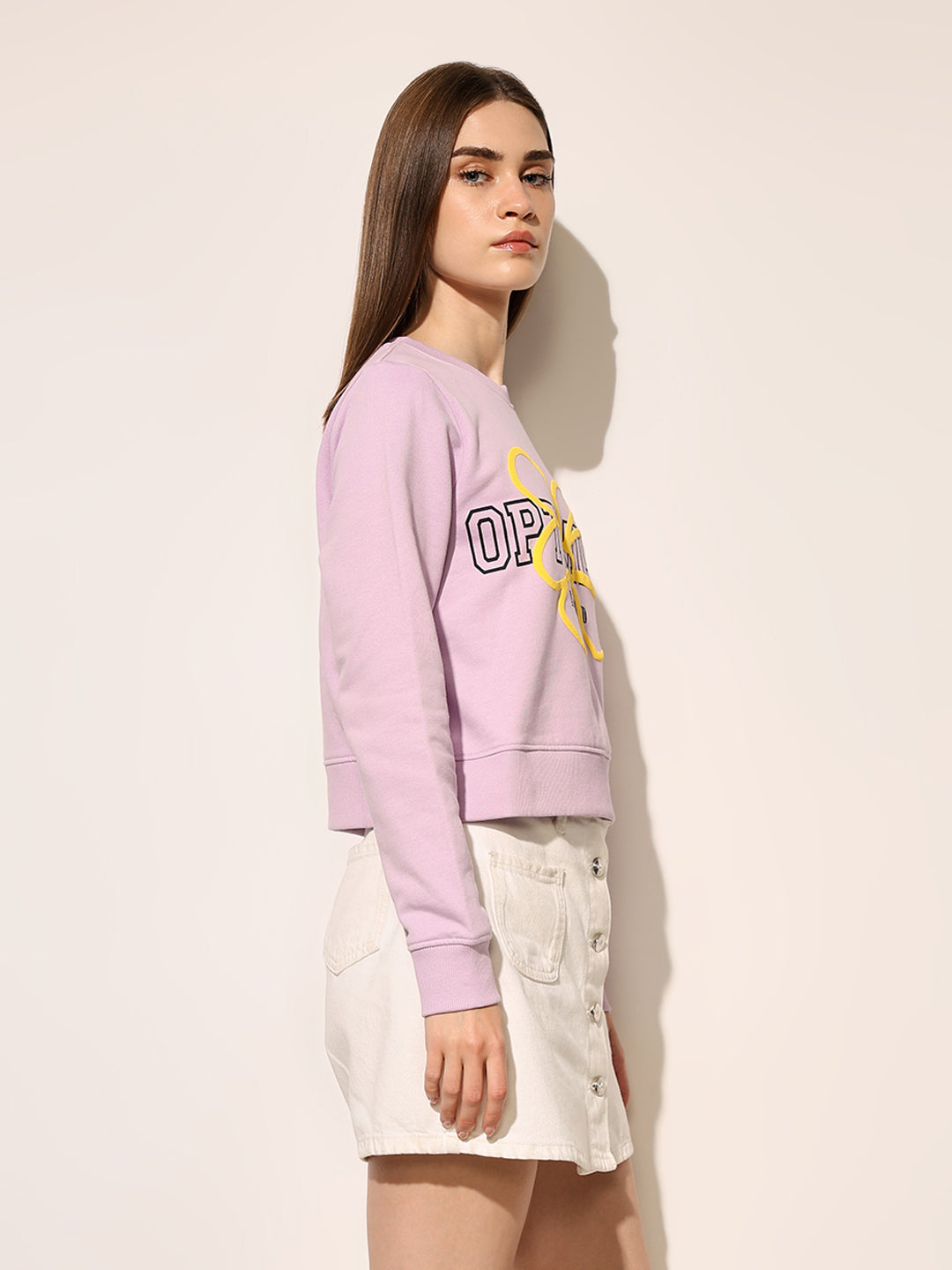Lavender Printed Cotton Sweatshirt