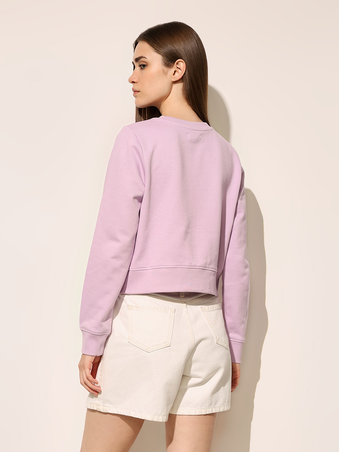 Lavender Printed Cotton Sweatshirt