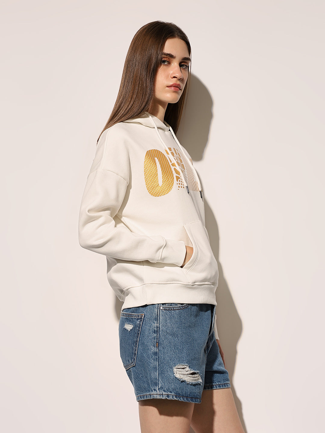 White Typographic Logo Hooded Sweatshirt