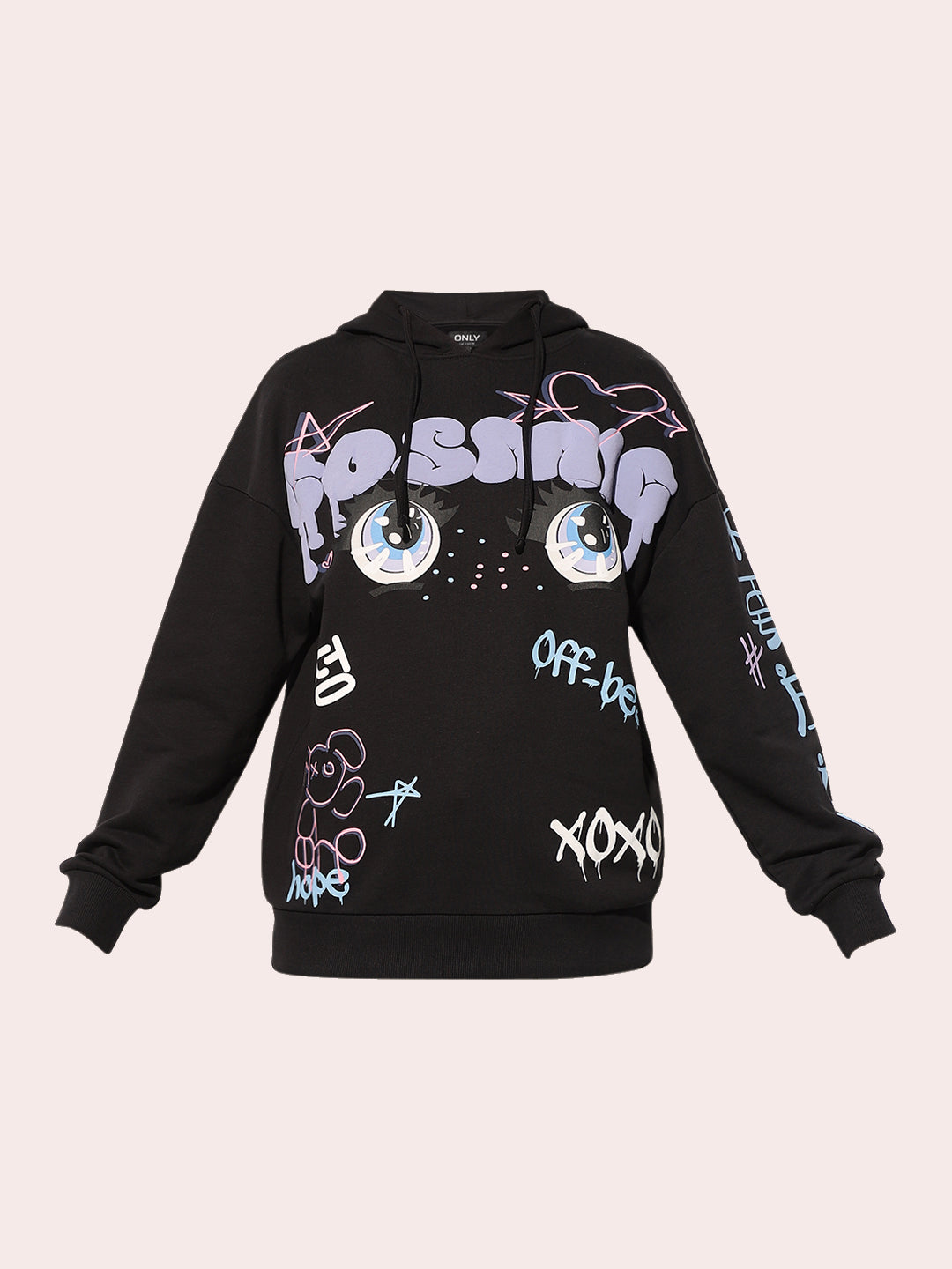 Black Printed Hooded Sweatshirt