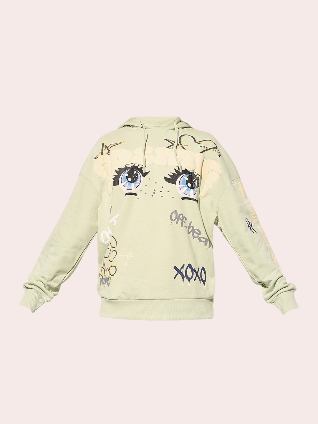 Green Printed Hooded Sweatshirt