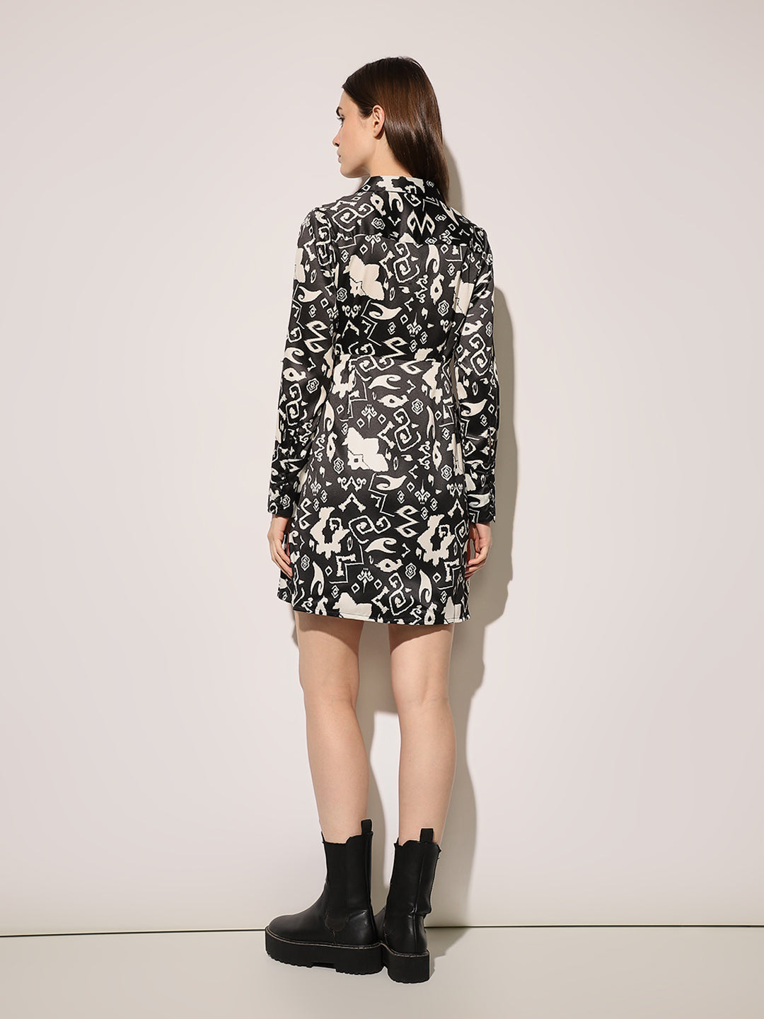Black Printed Wrap Dress