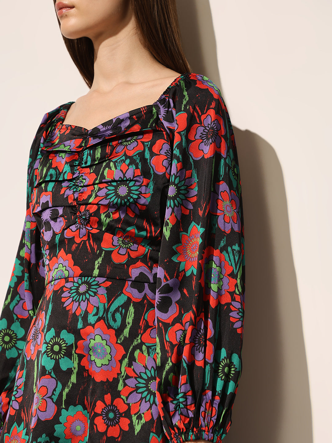 Black Printed Short Dress