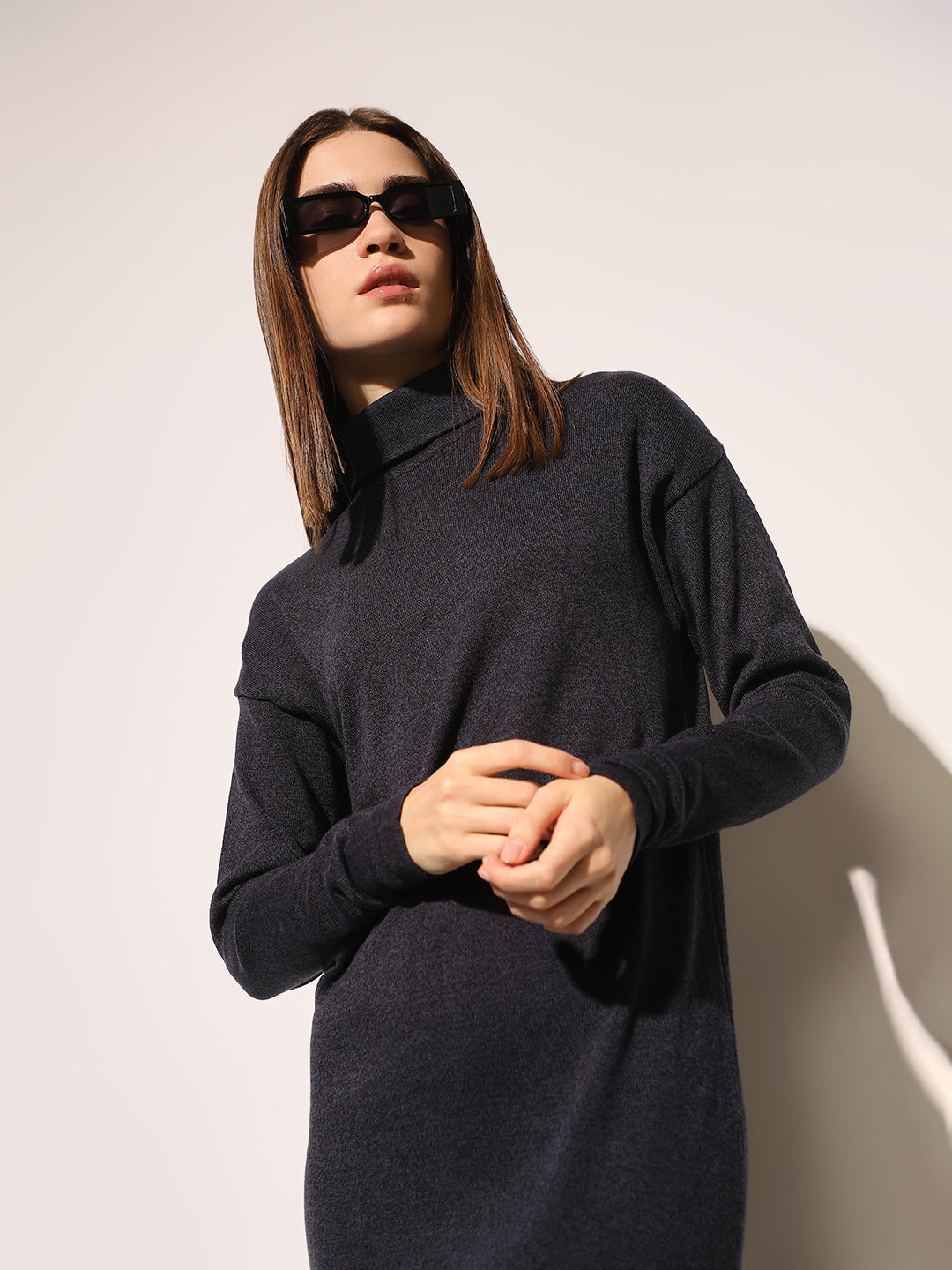 ONLY Black Knitted Polo Neck Dress