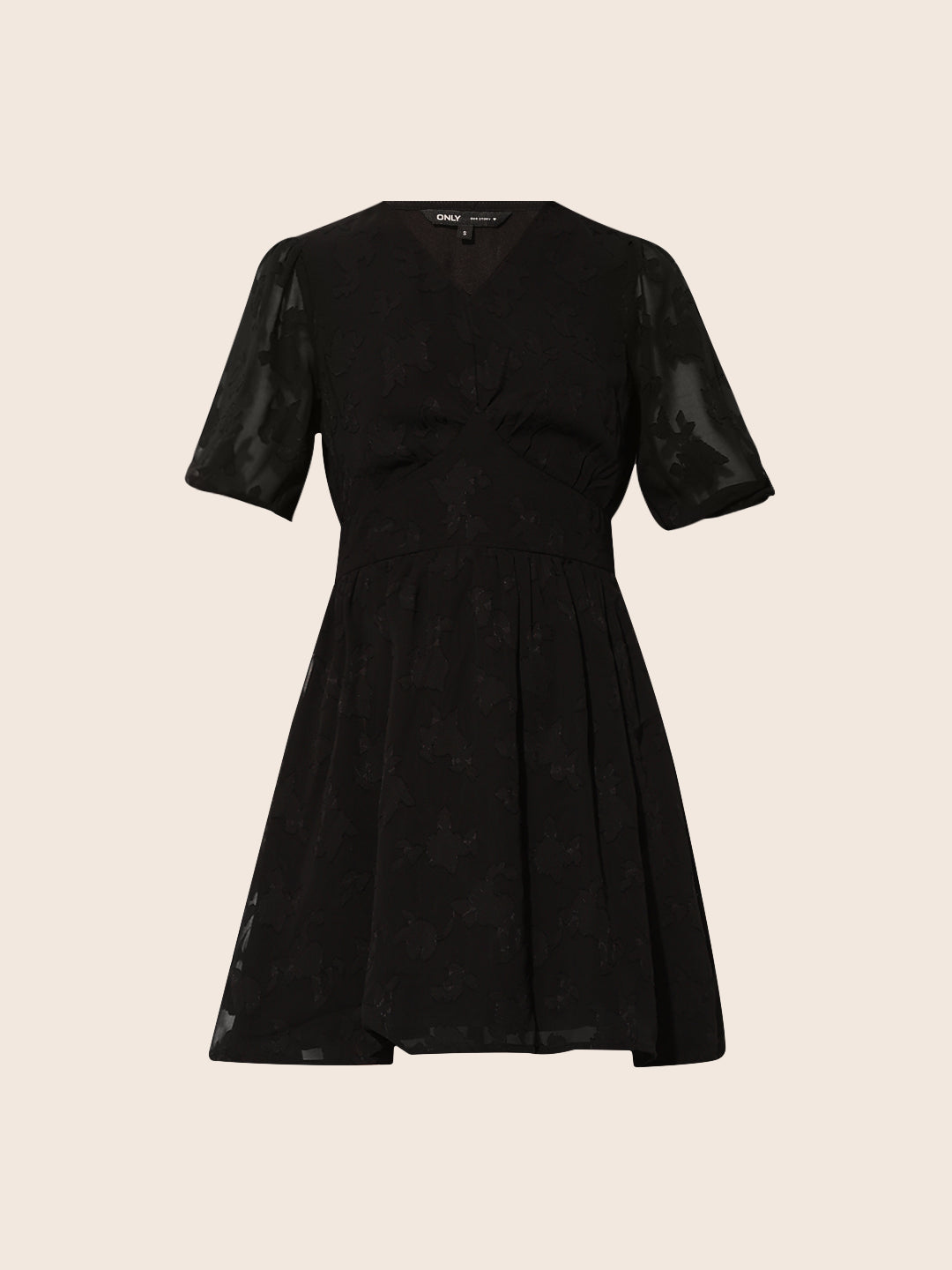 Black Jacquard V-Neck Dress